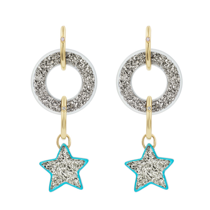 Emerald Green Star Charm with Single Hoop