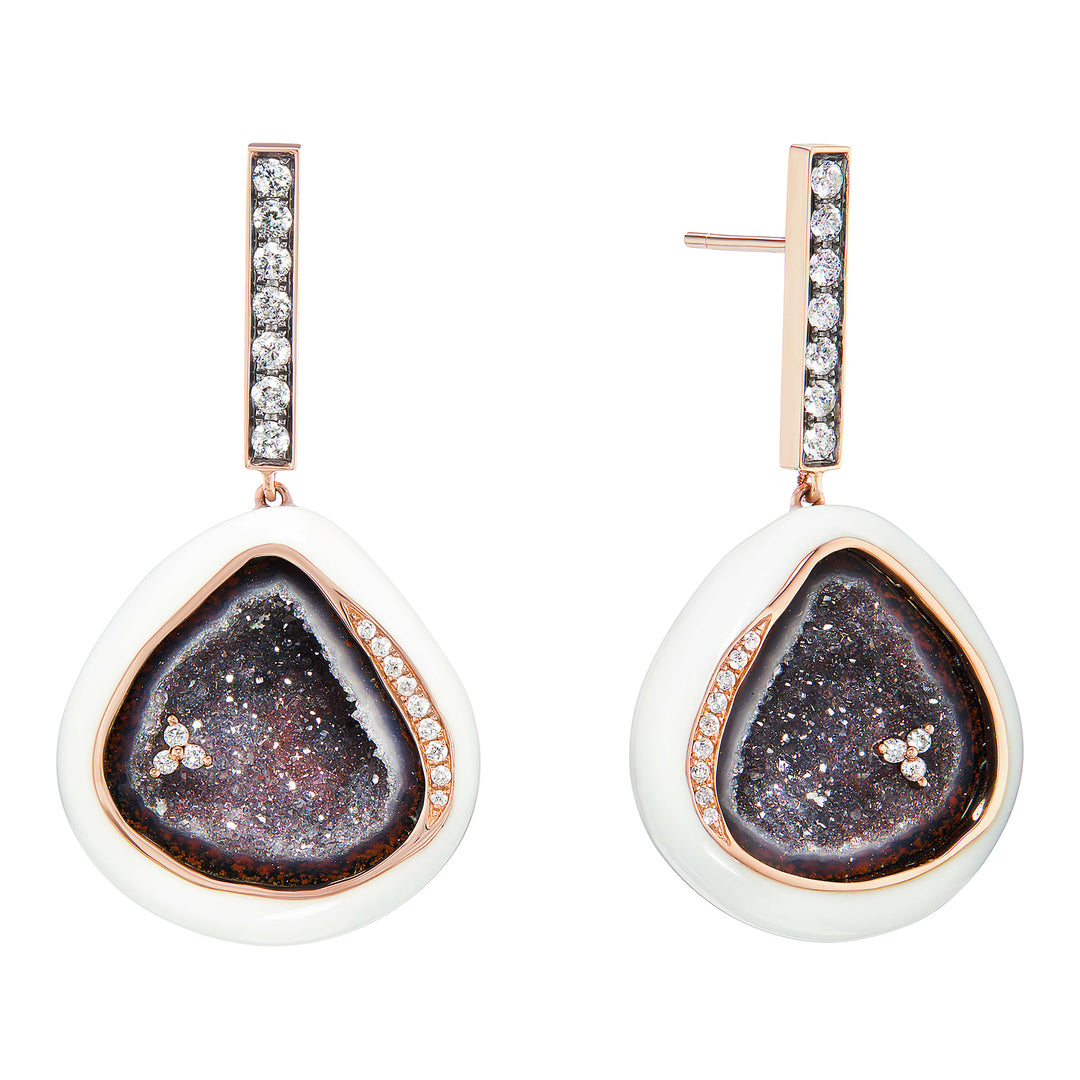 Pave Bar Geode Earrings