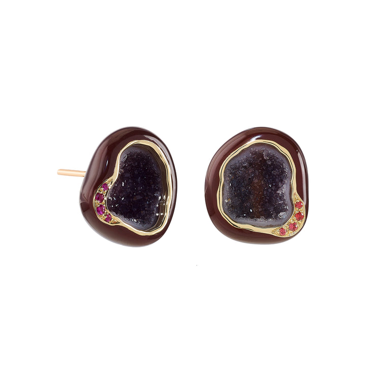 Plum Geode studs