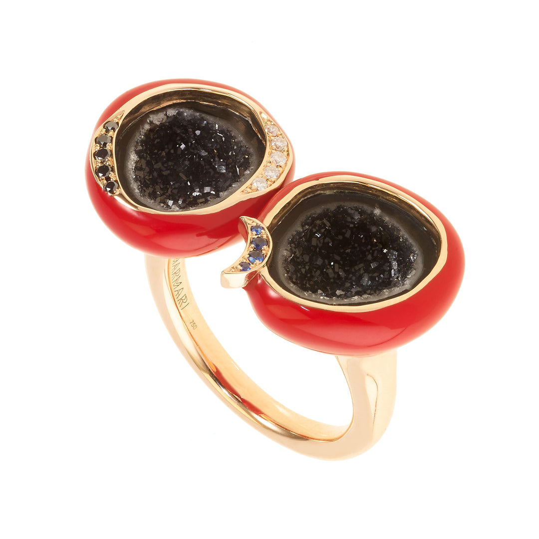 Scarlet Geode Cocktail Ring