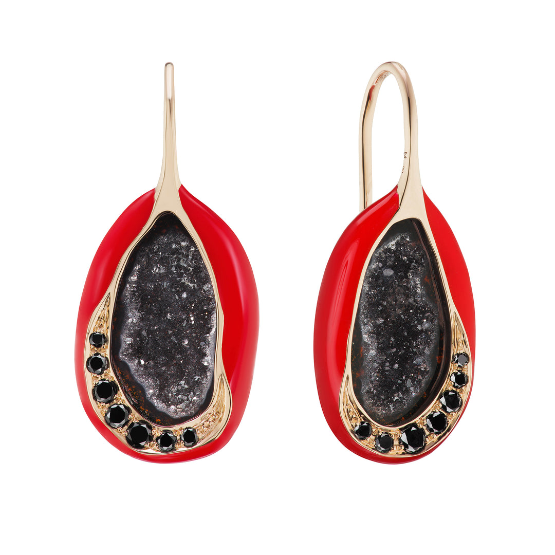 Scarlet Geode Drop Earrings