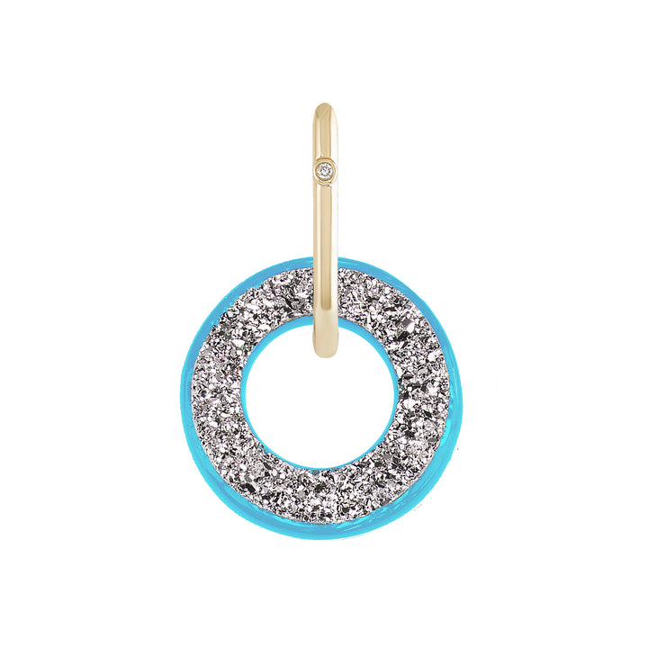 Aqua Blue Orbit Charm with Single Hoop