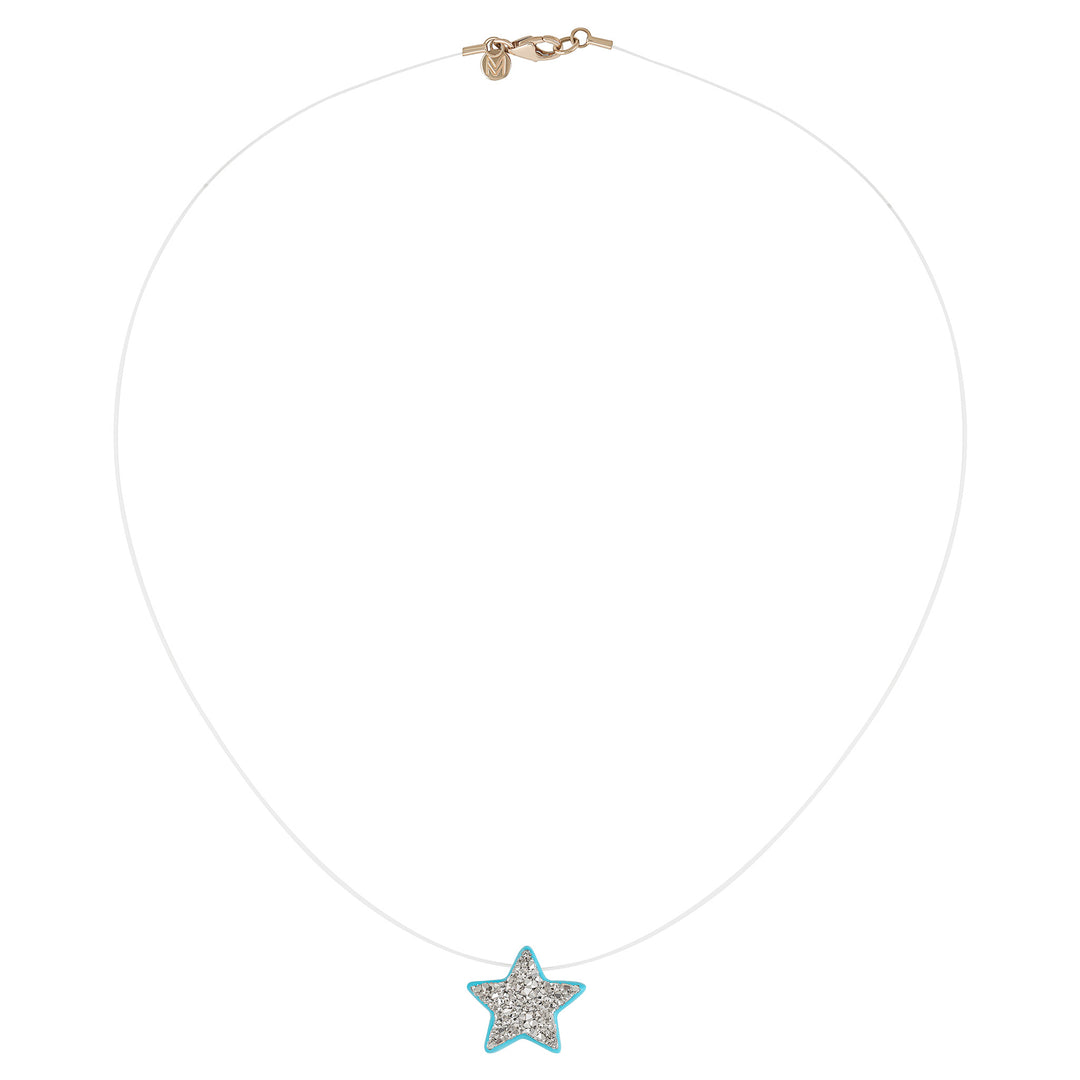 Aqua Blue Star Charm Necklace