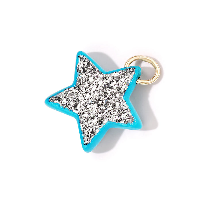 Aqua Blue Star Charm with Single Hoop