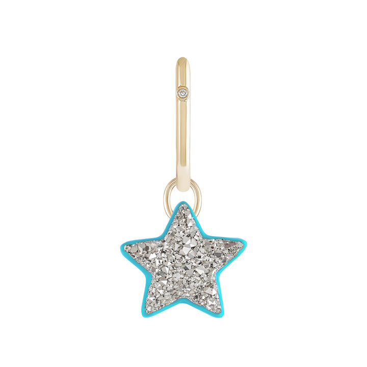 Aqua Blue Star Charm with Single Hoop