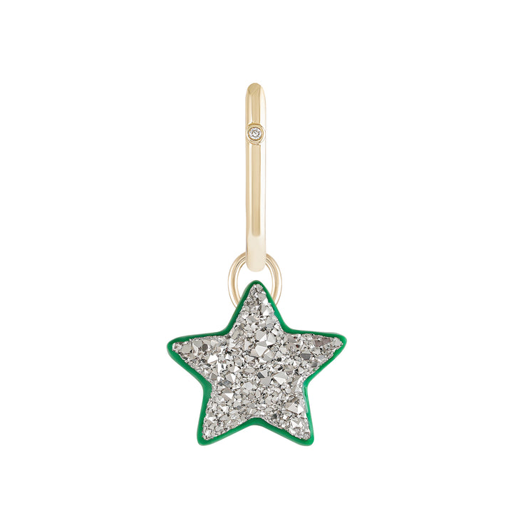 Emerald Green Star Charm with Single Hoop