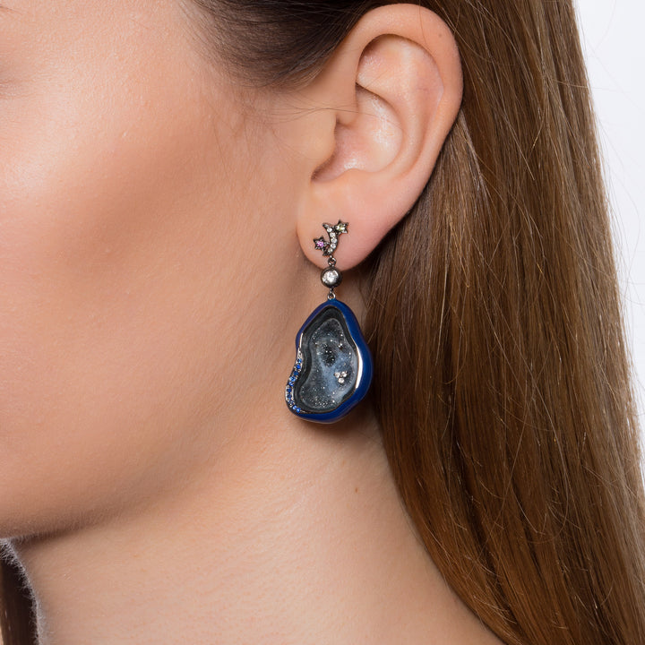 Lunar Cluster Geode Earrings