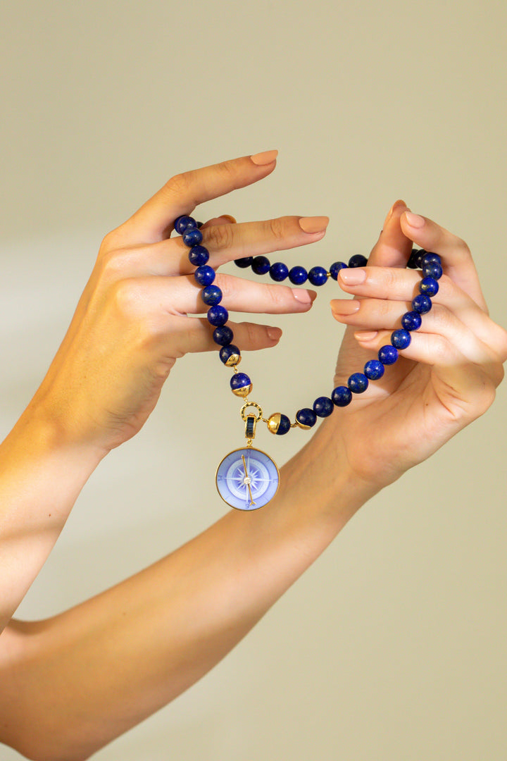 Moon phases Lapis Lazuli Bead Necklace