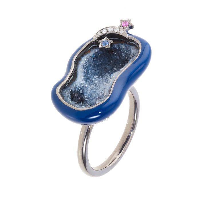 Midnight Geode Cocktail Ring