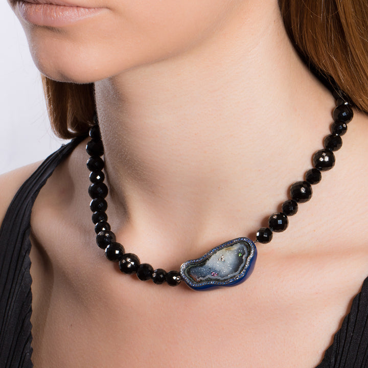 Midnight Geode Onyx Beads Necklace