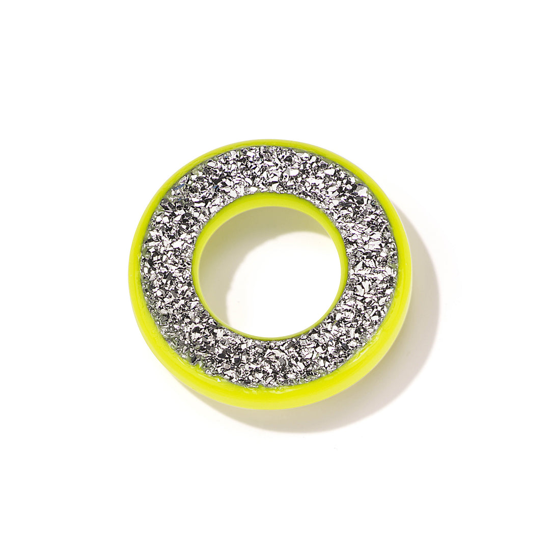 Neon Yellow Orbit Charm with Single Hoop