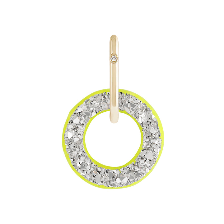 Neon Yellow Orbit Charm with Single Hoop