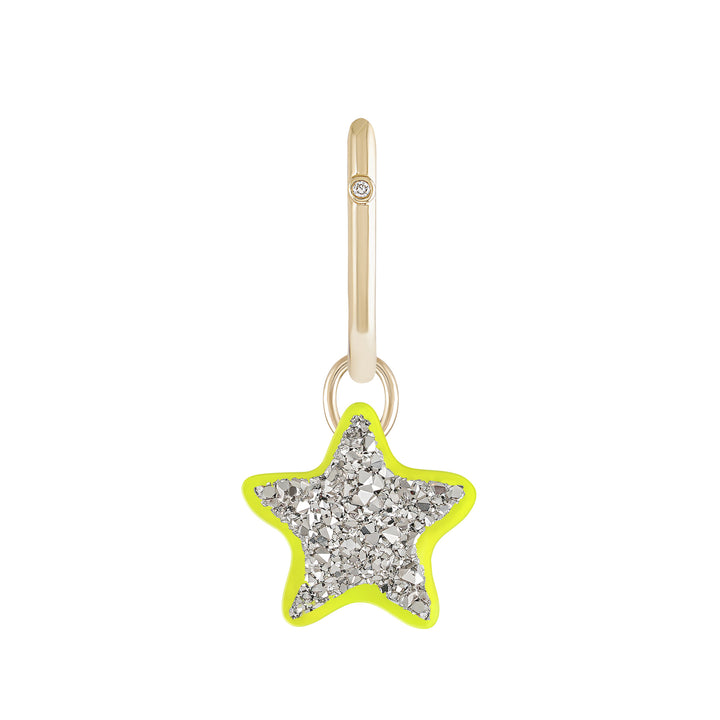 Neon Yellow Star Charm with Single Hoop