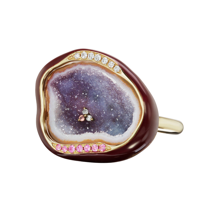 Plum Geode Cocktail Ring