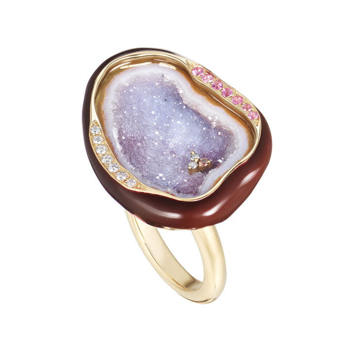 Plum Geode Cocktail Ring