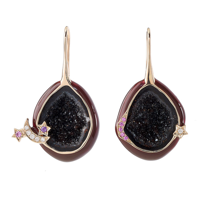 Plum Geode Drop Earrings