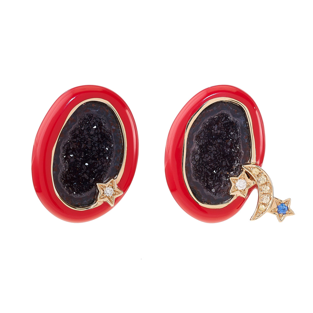 Scarlet Geode Studs