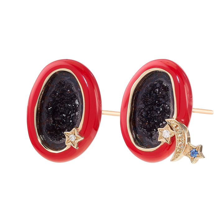 Scarlet Geode Studs