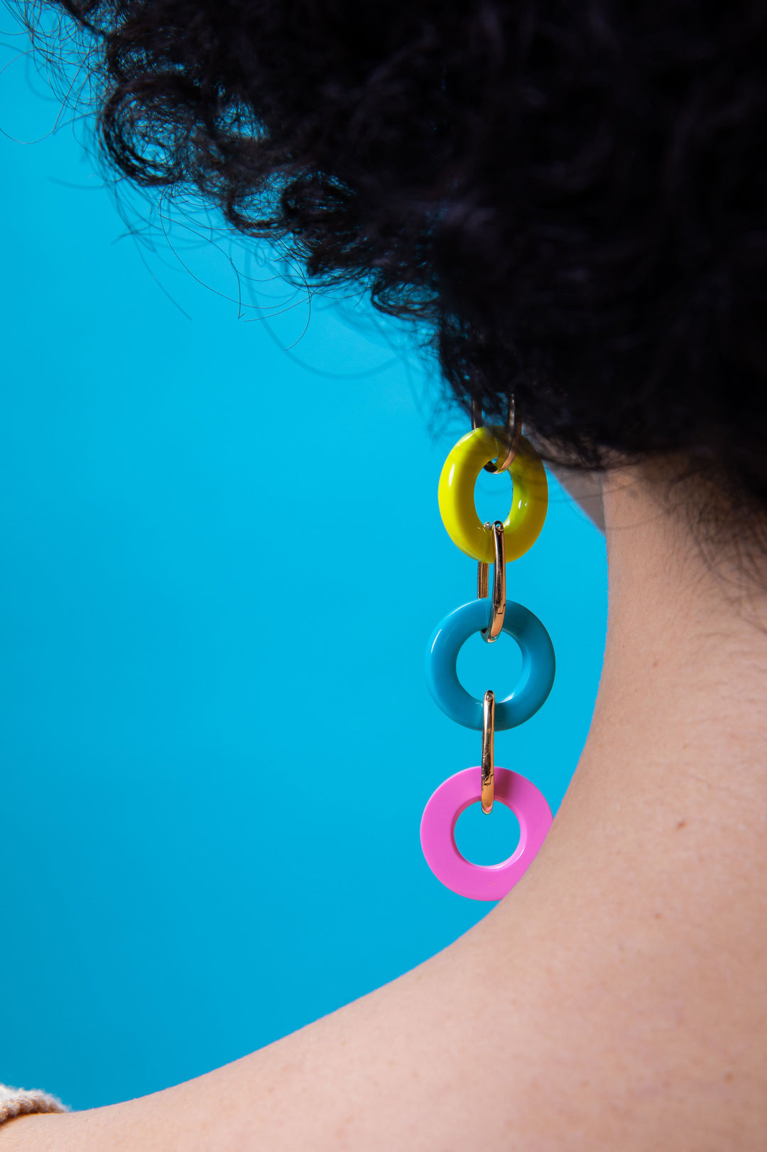 Neon Yellow Orbit Charm with Single Hoop